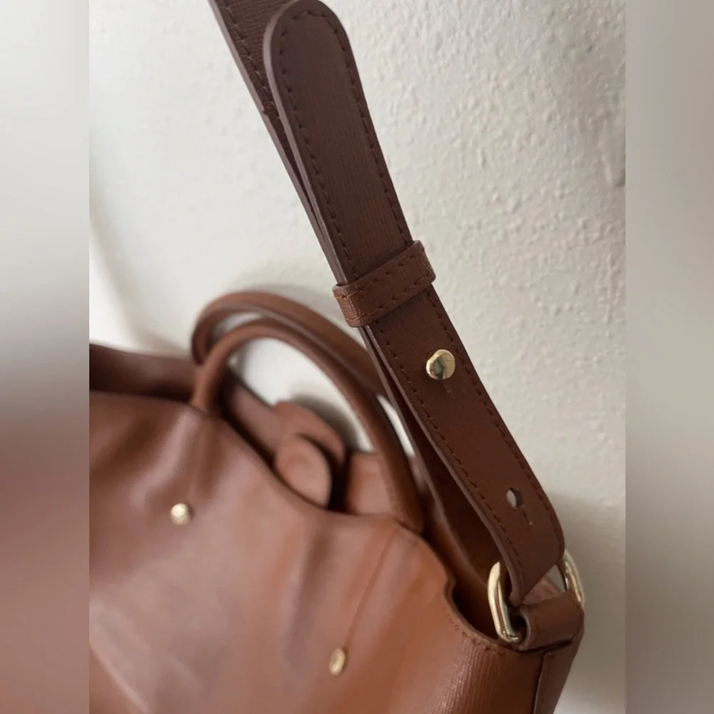 Furla 2 way bag brown leather crossbody purse large tote oversized designer - Picture 8 of 17